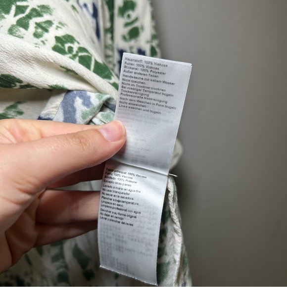 ba&sh Green Blue Patterned Iris Blouse women’s small boho fall career artsy bold - Picture 8 of 10